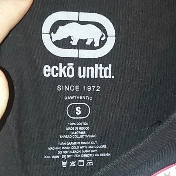 Ecko unltd black red white t-shirt rhino rawthentic tee shirt men's small NWT - Picture 6 of 7
